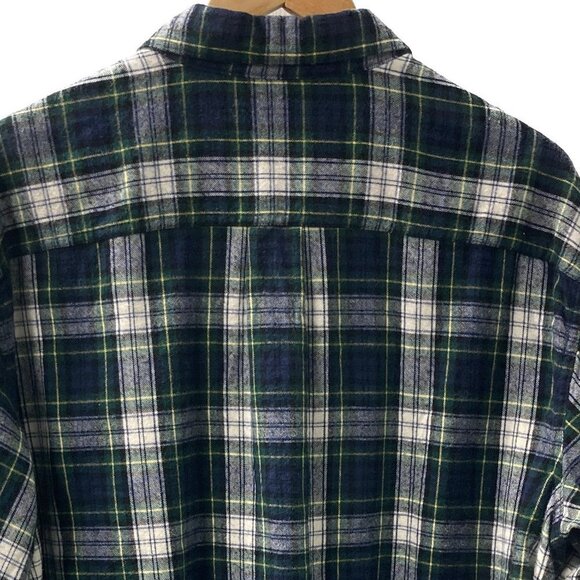 L.L. Bean Blue Green Gray Scotch Plaid Flannel Shirt Size XL Reg - Picture 6 of 7